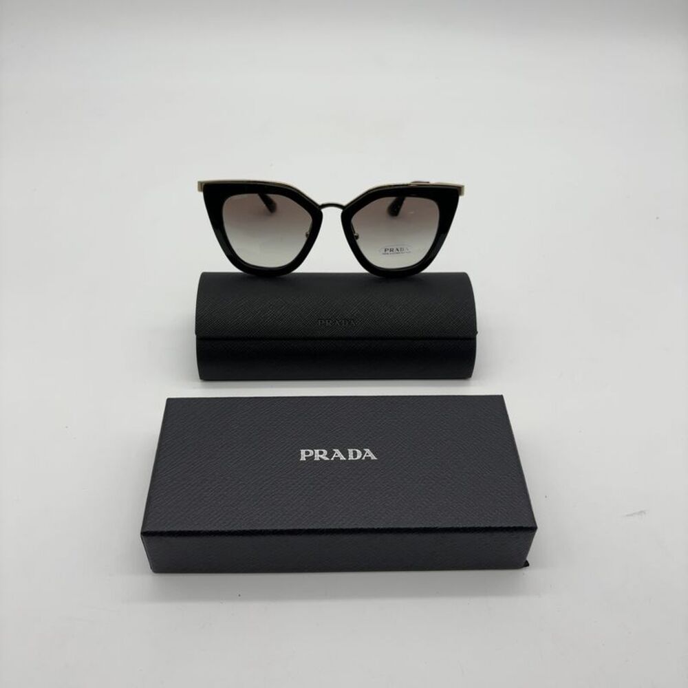 Prada Milano Black & Gold Oversized Geometric Cat-Eye Sunglasses